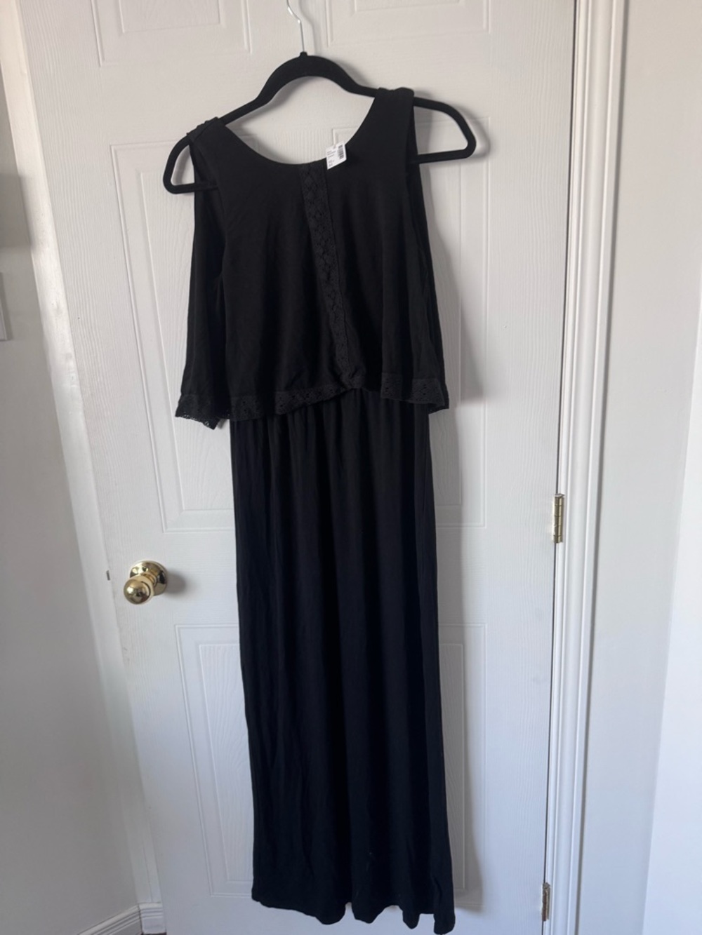 New Reitmans Black Sleeveless Maxi Dress with Lace Trim